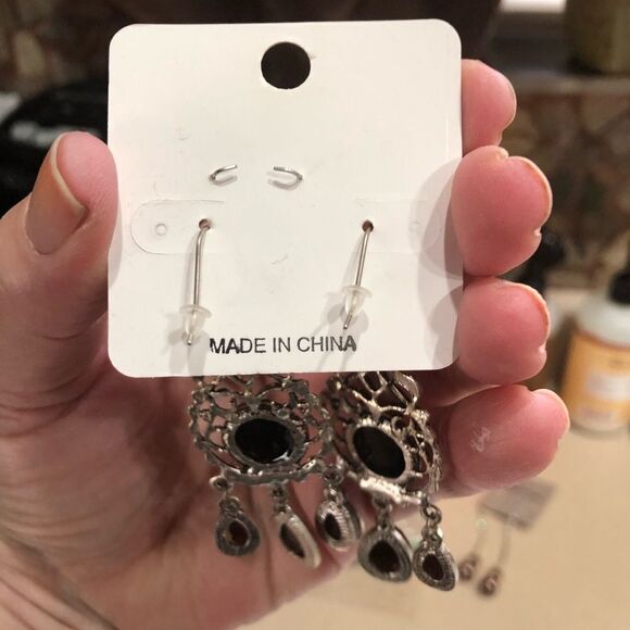 Rainbow Jewelry Brown Beveled Rhinestones Teardrop Chandelier Earrings (a)180 - Picture 7 of 7